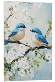 Hartschaumbild Leuchtend blaue Vögelchen - PetalsPrintsDesign