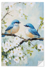 Wandsticker Leuchtend blaue Vögelchen - PetalsPrintsDesign