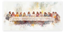 Wandbild Das Abendmahl in Aquarell - PetalsPrintsDesign