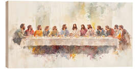 Holzbild Das Abendmahl in Aquarell - PetalsPrintsDesign