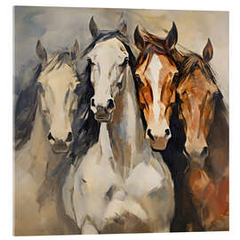 Acrylglasbild Vier Pferde