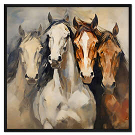 Gerahmter Kunstdruck Vier Pferde