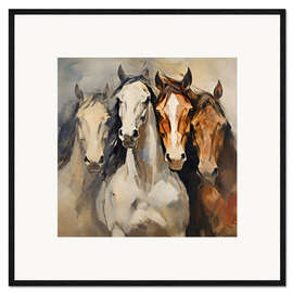 Gerahmter Kunstdruck Vier Pferde