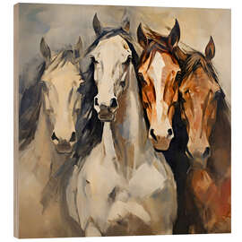 Holzbild Vier Pferde