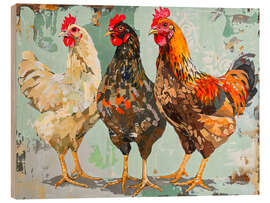 Holzbild Abstrakte Hühner - Creative Studio