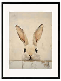 Gerahmter Kunstdruck Guckender Hase