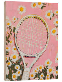 Holzbild Rosa Tennisschläger