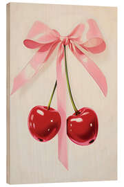 Holzbild Mit einer rosa Schleife gebunden