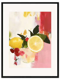 Gerahmter Kunstdruck Rote und rosa Zitronen III