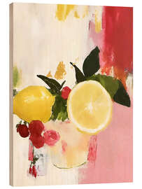 Holzbild Rote und rosa Zitronen III