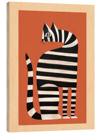 Holzbild Die gestreifte Katze II