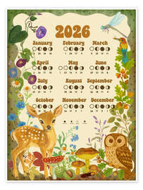 Poster Woodland Mond Calendar 2026