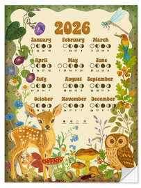 Wandsticker Woodland Mond Calendar 2026 - Tori Taika