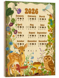 Holzbild Woodland Mond Calendar 2026 - Tori Taika