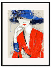 Gerahmter Kunstdruck Frau mit Hut