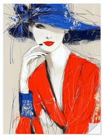 Wandsticker Frau mit Hut