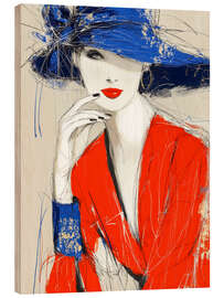 Holzbild Frau mit Hut