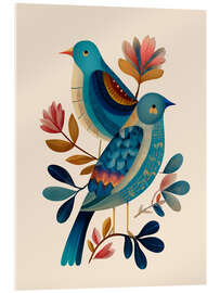 Acrylglasbild Singvögel zwischen Blüten - Branka Kodžoman