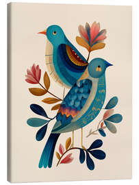 Leinwandbild Singvögel zwischen Blüten - Branka Kodžoman