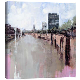 Leinwandbild Stadtansicht Hamburg – Fleet im Frühling - Eduard Warkentin