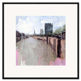 Gerahmter Kunstdruck Stadtansicht Hamburg – Fleet im Frühling - Eduard Warkentin