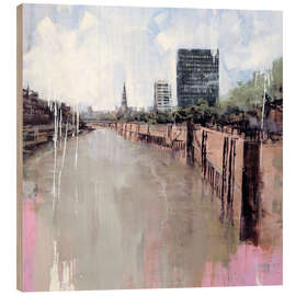 Holzbild Stadtansicht Hamburg – Fleet im Frühling - Eduard Warkentin