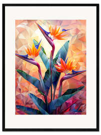 Gerahmter Kunstdruck Geometrische Tropische Blume