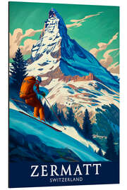 Alubild Zermatt, Skifahrer am Matterhorn