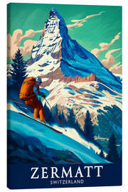 Leinwandbild Zermatt, Skifahrer am Matterhorn - Thomas Klee