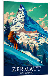 Gallery Print Zermatt, Skifahrer am Matterhorn