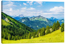 Leinwandbild Blick vom Breitenberg bei Pfronten in die Alpen - Rico Ködder