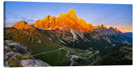 Leinwandbild Alpenglühen über der Pale San Martino in den Dolomiten - Achim Thomae