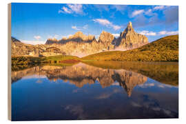 Holzbild Baita Segantini und Pale San Martino - Achim Thomae
