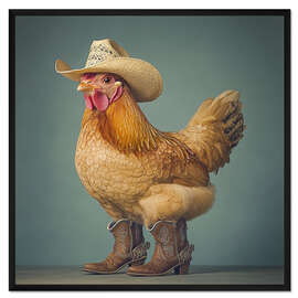 Gerahmter Kunstdruck Cowboy-Huhn