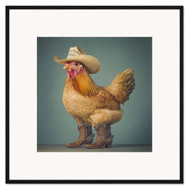 Gerahmter Kunstdruck Cowboy-Huhn