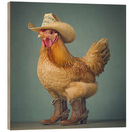 Holzbild Cowboy-Huhn