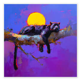 Poster Schlafender schwarzer Panther