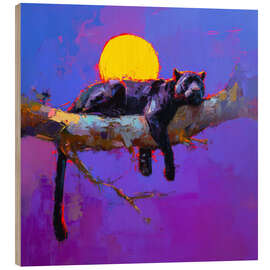 Holzbild Schlafender schwarzer Panther