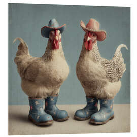 Hartschaumbild Hühner mit Stiefeln - DejaReve