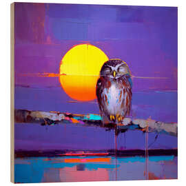 Holzbild Schlafende Eule