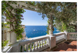 Leinwandbild Der Blick aufs Meer bei Positano, Amalfiküste, Italien