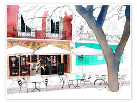 Poster Sunny Street Café - Anastasia Mamoshina