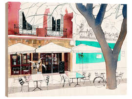 Holzbild Sunny Street Café - Anastasia Mamoshina