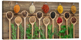 Leinwandbild Exotische Gewürzmischung mit frischen Kräutern - Thomas Klee