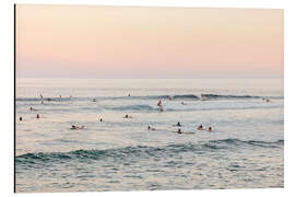 Alubild Surfer im Meer bei Sonnenuntergang