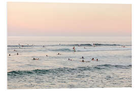 Hartschaumbild Surfer im Meer bei Sonnenuntergang