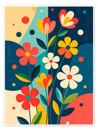 Poster Geometrische Blumen blühen in der Luft - nobelart