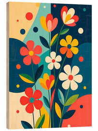 Holzbild Geometrische Blumen blühen in der Luft - nobelart