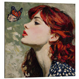 Magnettafel Frau mit Schmetterling