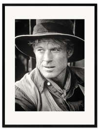 Gerahmter Kunstdruck Robert Redford mit Cowboyhut